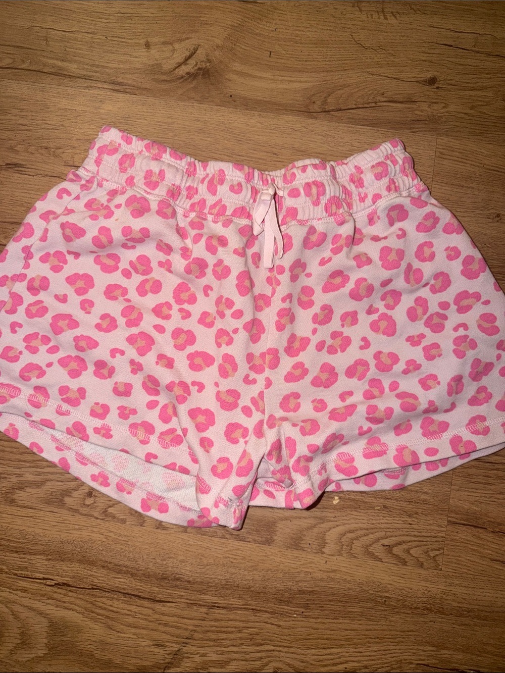 CABANA BY CROWN AND IVY Pink Leopard Print Girls' Lounge Shorts SZ MEDIUM